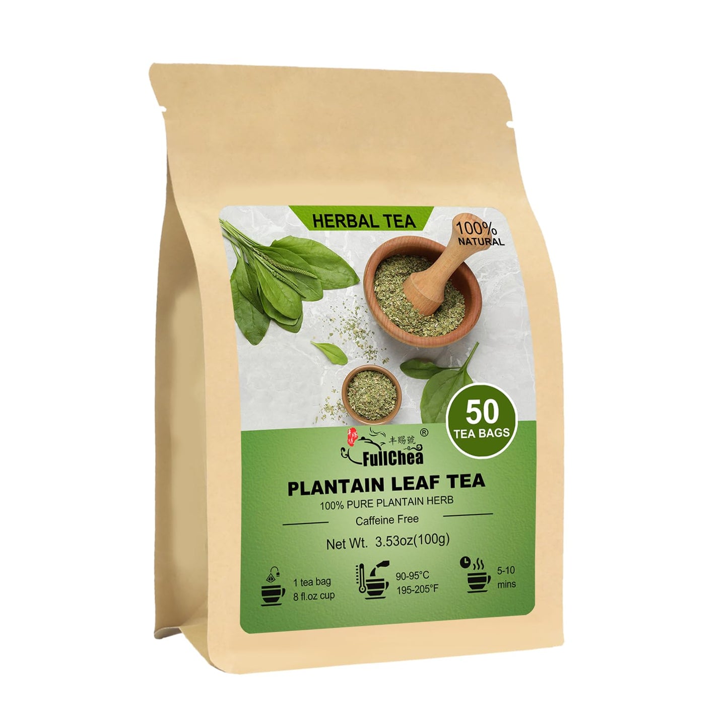 FullChea - Dandelion Leaf & Root Tea bags, 50 Teabags, 2g/bag - Natural Dandelion Herbal Tea for Liver & Kidney Health - Non-GMO - Caffeine-free - Support Digestion & Boost Immune System