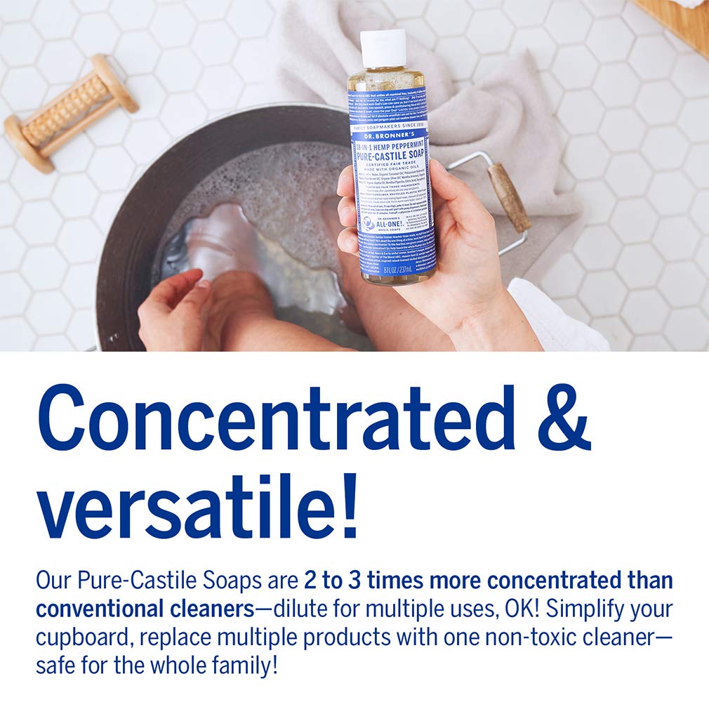 Dr. Bronner's Pure-Castile Magic Soap Liquid (Almond, 32 Ounce) - Made with Regenerative Organic Certified Oils, 18-in-1 Uses: Face, Body, Hair, Laundry, Pets and Dishes, Concentrated, Vegan, Non-GMO