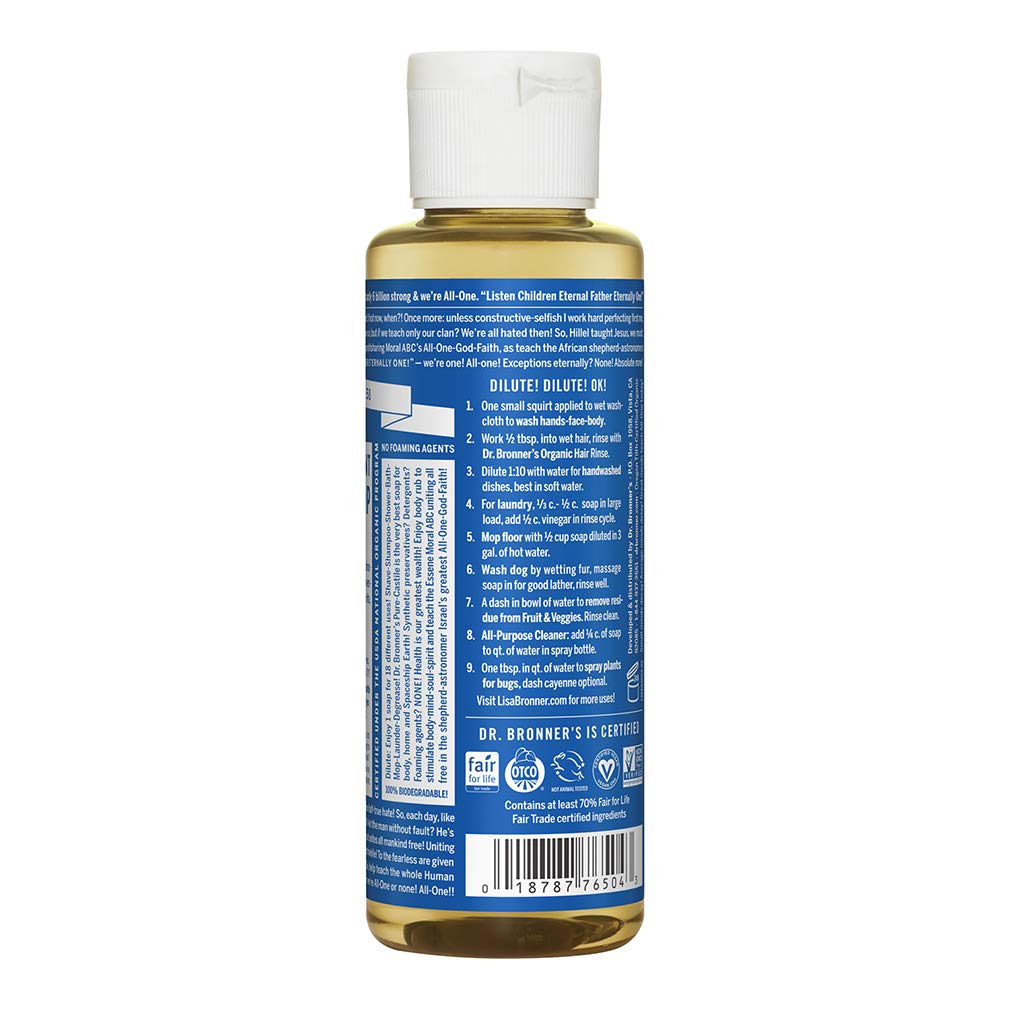 Dr. Bronner's Pure-Castile Magic Soap Liquid (Almond, 32 Ounce) - Made with Regenerative Organic Certified Oils, 18-in-1 Uses: Face, Body, Hair, Laundry, Pets and Dishes, Concentrated, Vegan, Non-GMO