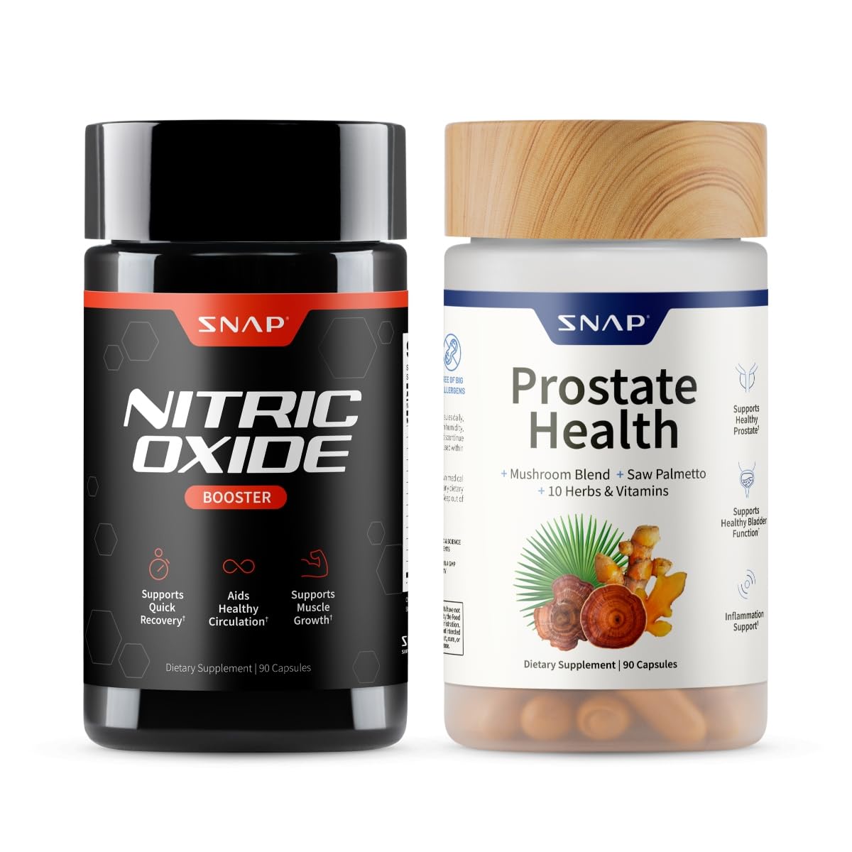 Snap Supplements Nitric Oxide Supplement with L-Arginine to Support Energy, Quick Recovery, Heart Health, Muscle Growth & Circulation, 60 Vegetarian Capsules (1 Month Supply)