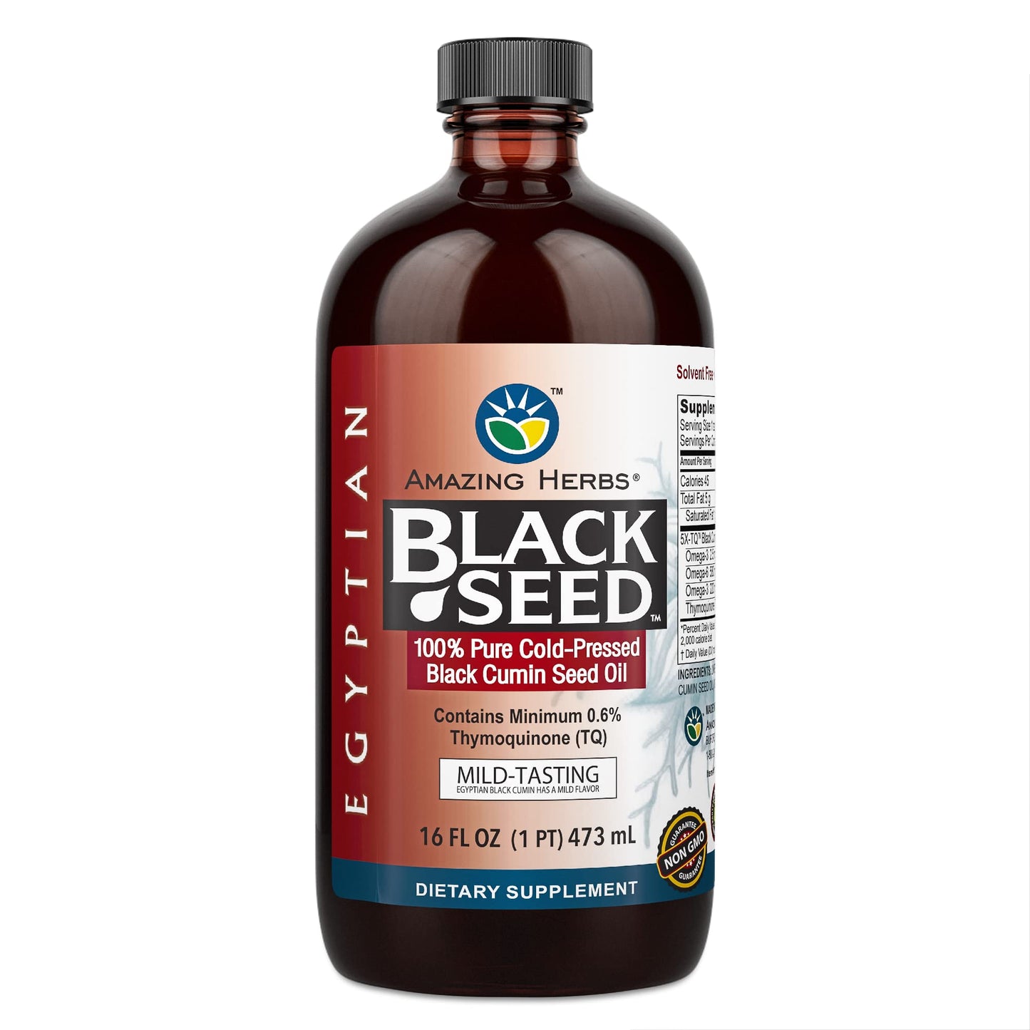 Amazing Herbs Premium Liquid Black Seed Oil - Cold Pressed with Nigella & Sativa, Aids in Digestive Health, Omegas 3 6 & 9, Immune Support, Brain Function, Non GMO, for Men and Women - 8 Fl Oz