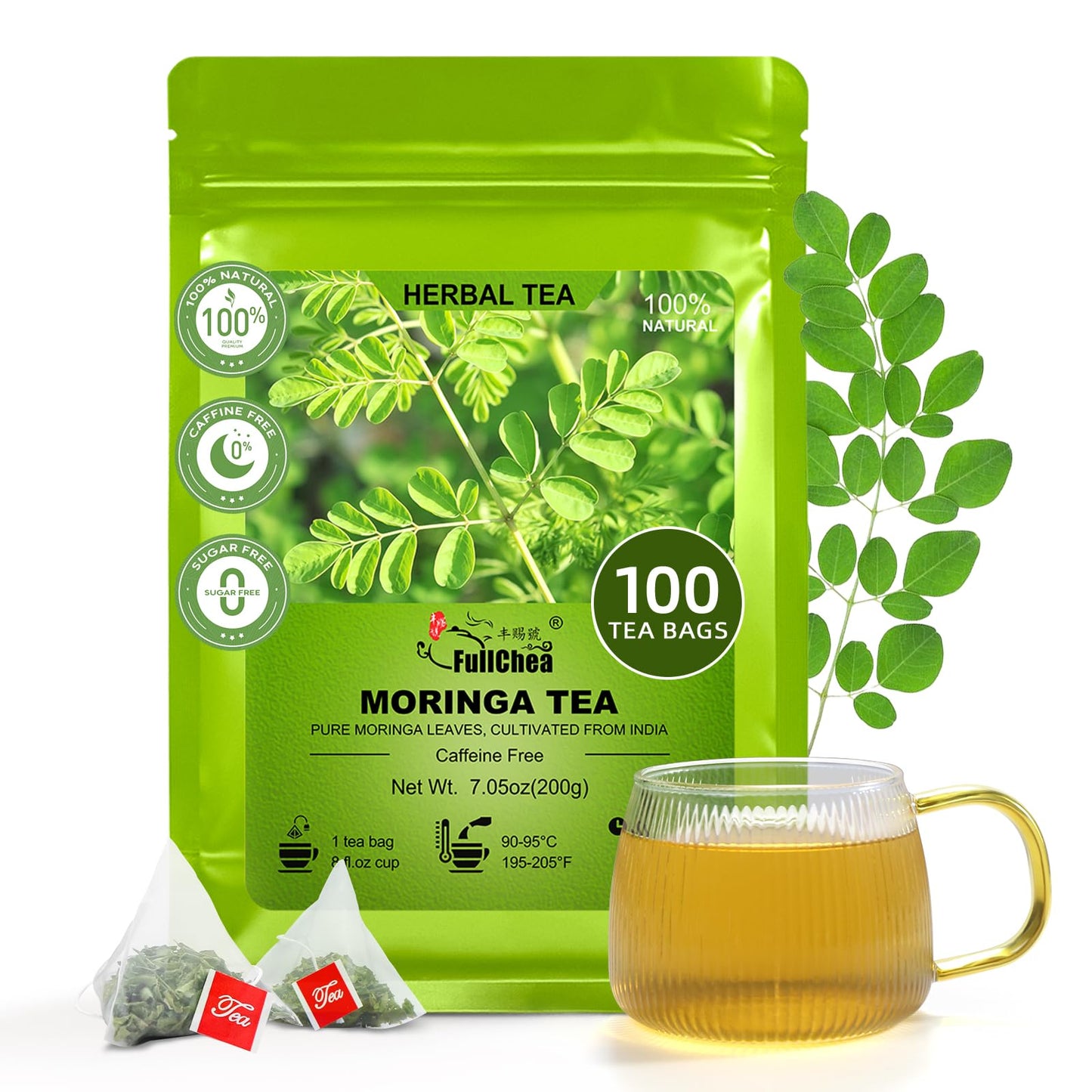 FullChea - Dandelion Leaf & Root Tea bags, 50 Teabags, 2g/bag - Natural Dandelion Herbal Tea for Liver & Kidney Health - Non-GMO - Caffeine-free - Support Digestion & Boost Immune System