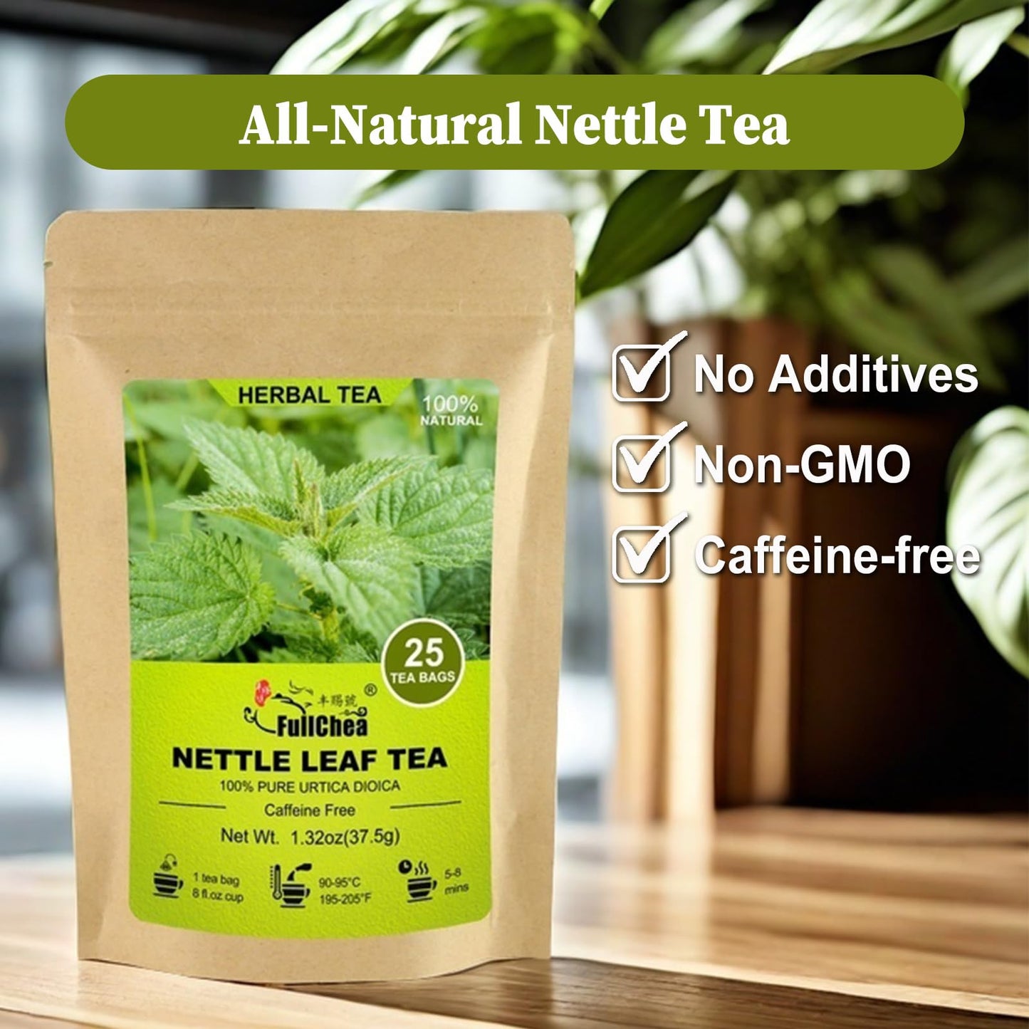 FullChea - Dandelion Leaf & Root Tea bags, 50 Teabags, 2g/bag - Natural Dandelion Herbal Tea for Liver & Kidney Health - Non-GMO - Caffeine-free - Support Digestion & Boost Immune System