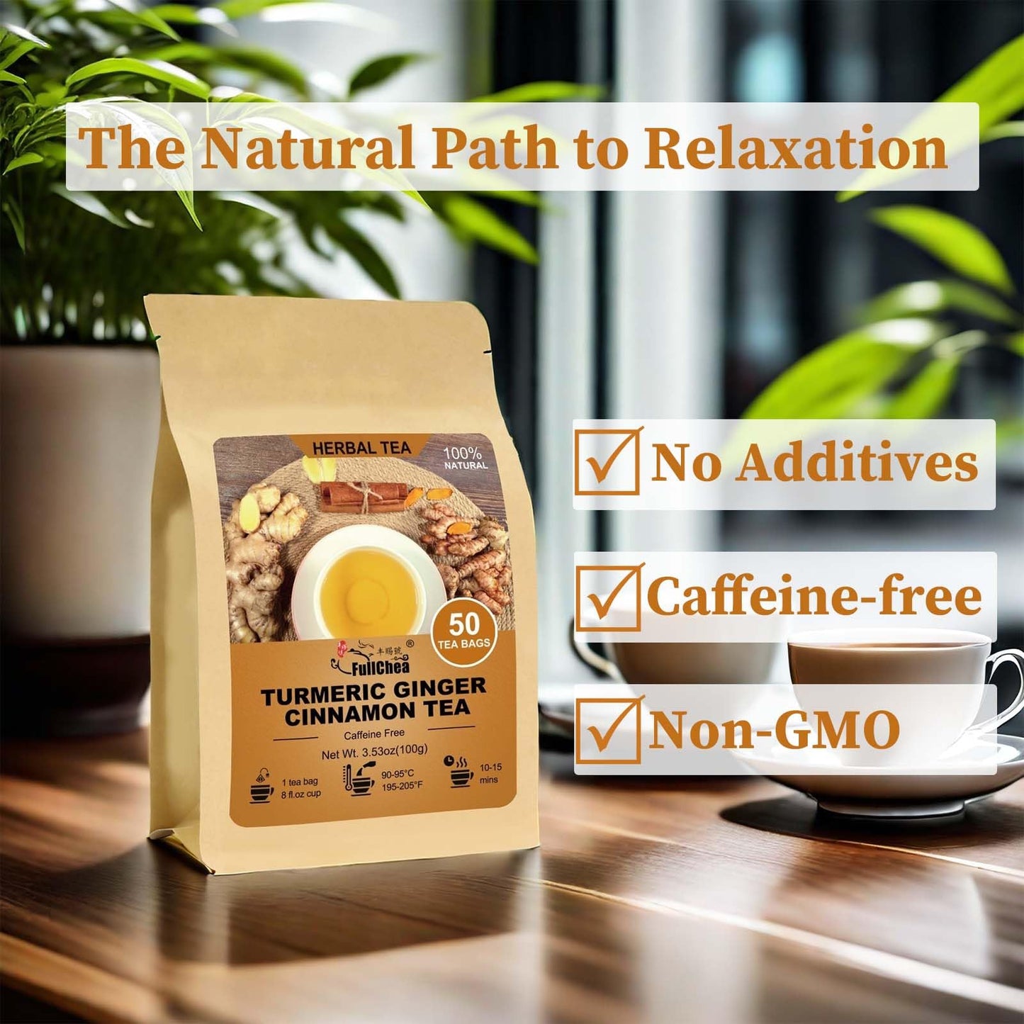 FullChea - Dandelion Leaf & Root Tea bags, 50 Teabags, 2g/bag - Natural Dandelion Herbal Tea for Liver & Kidney Health - Non-GMO - Caffeine-free - Support Digestion & Boost Immune System
