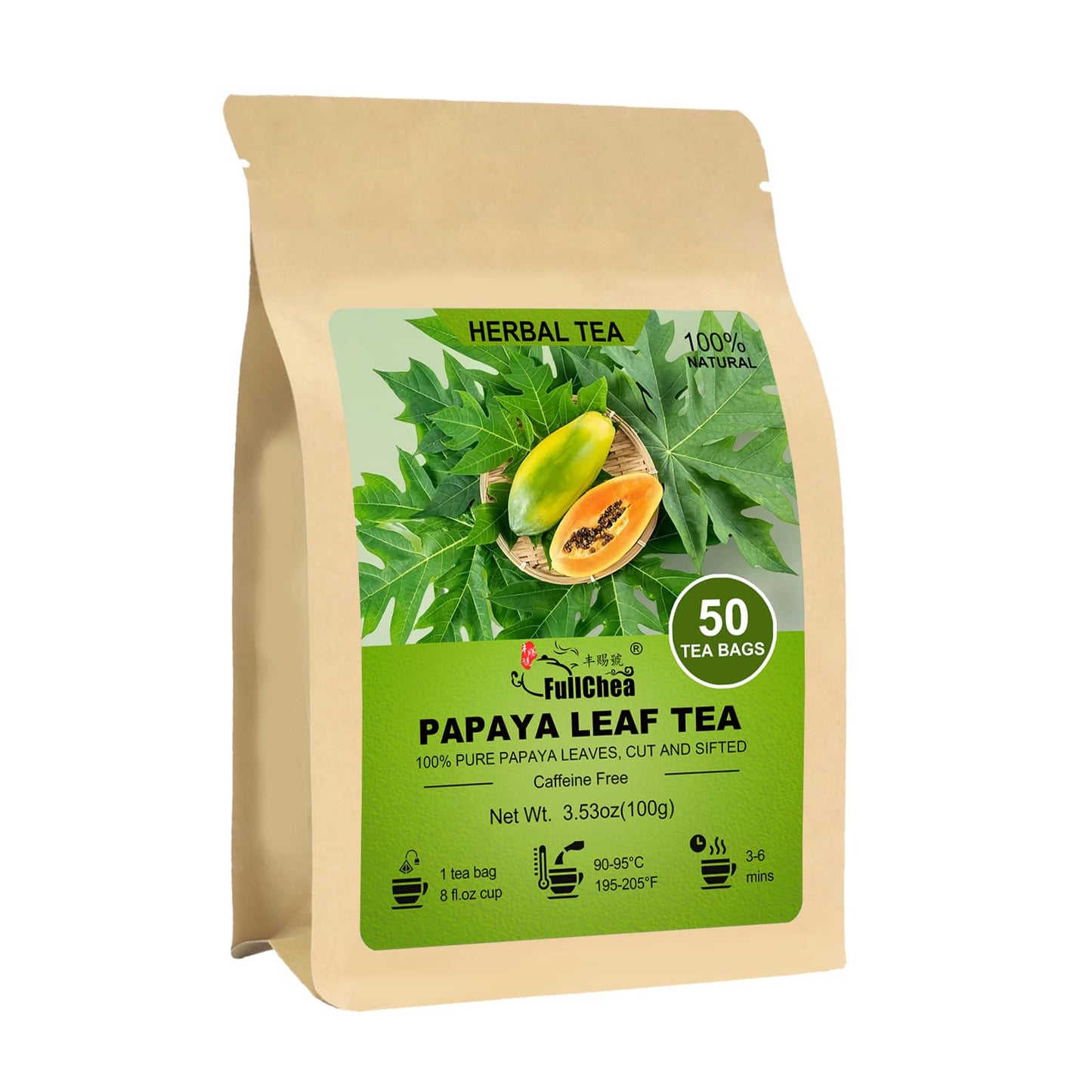FullChea - Dandelion Leaf & Root Tea bags, 50 Teabags, 2g/bag - Natural Dandelion Herbal Tea for Liver & Kidney Health - Non-GMO - Caffeine-free - Support Digestion & Boost Immune System