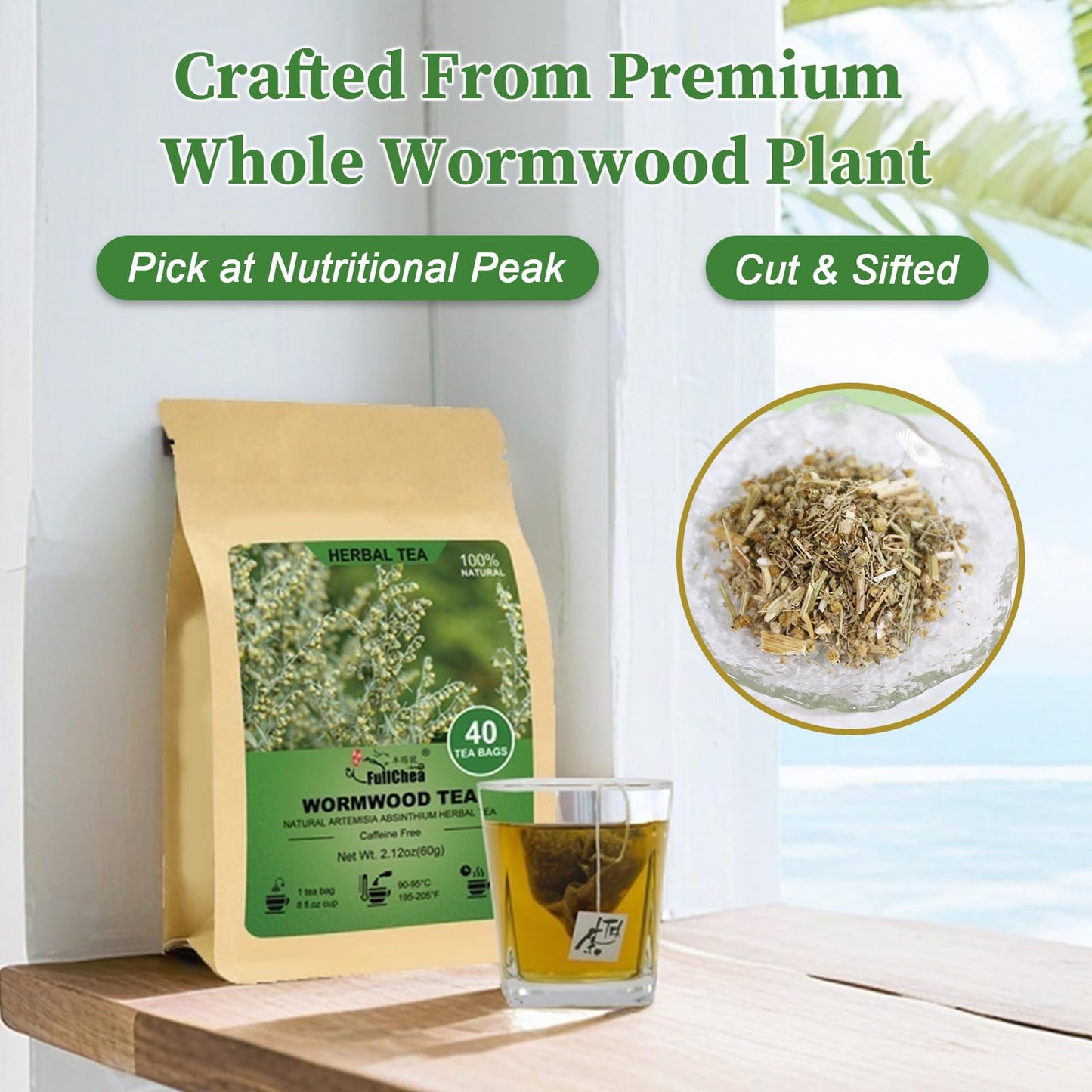 FullChea - Dandelion Leaf & Root Tea bags, 50 Teabags, 2g/bag - Natural Dandelion Herbal Tea for Liver & Kidney Health - Non-GMO - Caffeine-free - Support Digestion & Boost Immune System