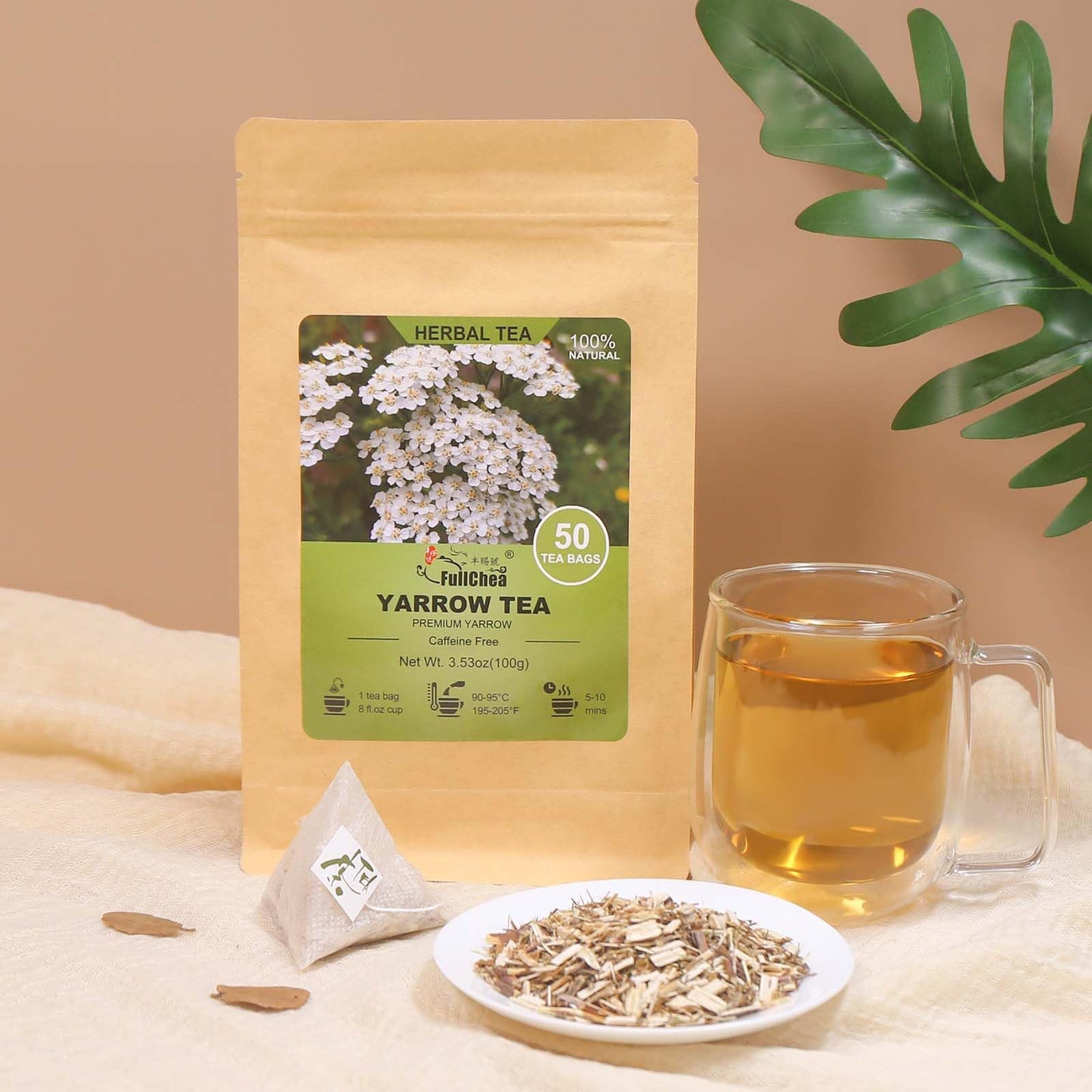 FullChea - Dandelion Leaf & Root Tea bags, 50 Teabags, 2g/bag - Natural Dandelion Herbal Tea for Liver & Kidney Health - Non-GMO - Caffeine-free - Support Digestion & Boost Immune System