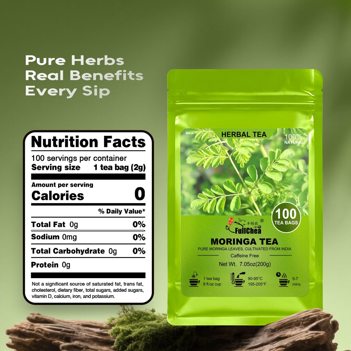 FullChea - Dandelion Leaf & Root Tea bags, 50 Teabags, 2g/bag - Natural Dandelion Herbal Tea for Liver & Kidney Health - Non-GMO - Caffeine-free - Support Digestion & Boost Immune System