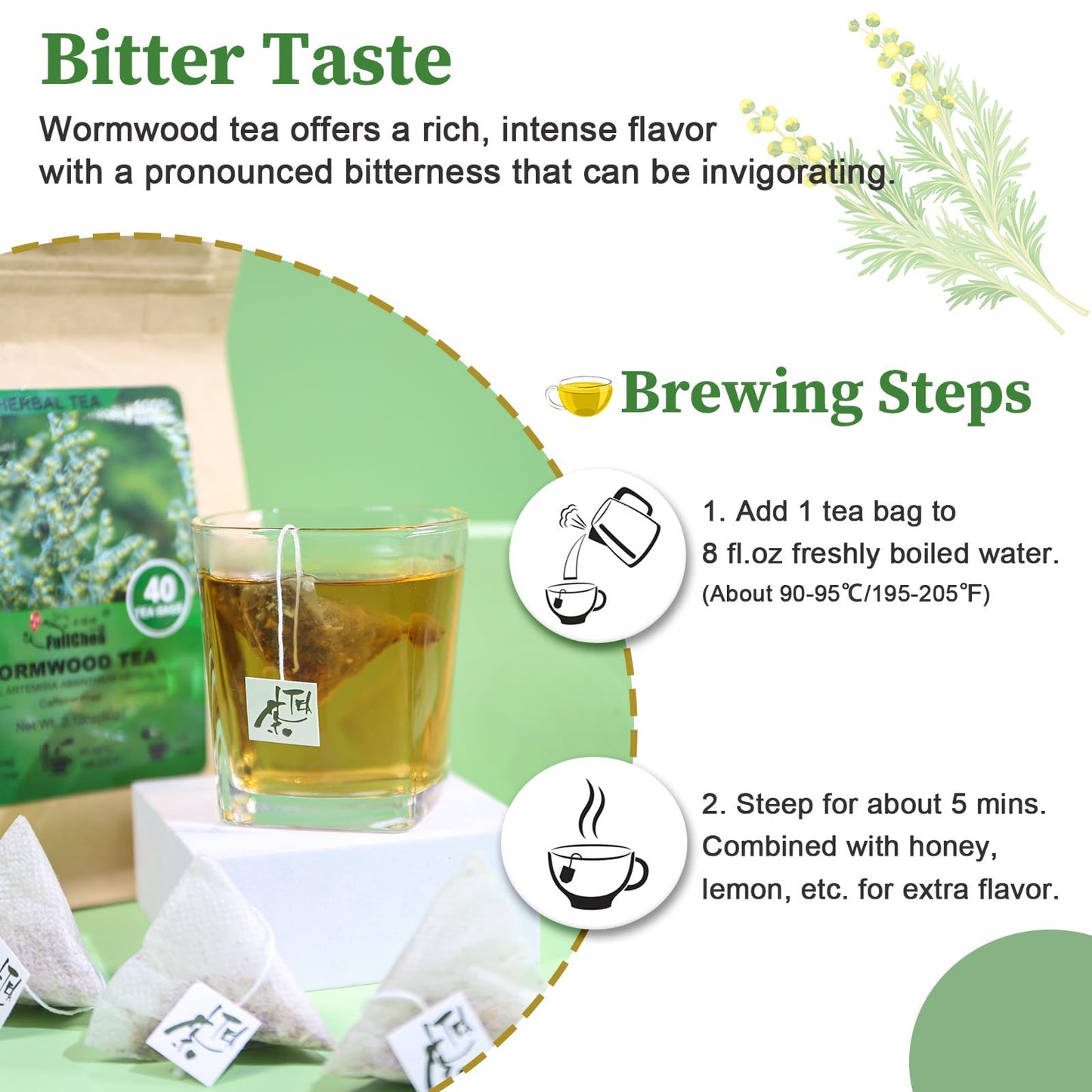 FullChea - Dandelion Leaf & Root Tea bags, 50 Teabags, 2g/bag - Natural Dandelion Herbal Tea for Liver & Kidney Health - Non-GMO - Caffeine-free - Support Digestion & Boost Immune System