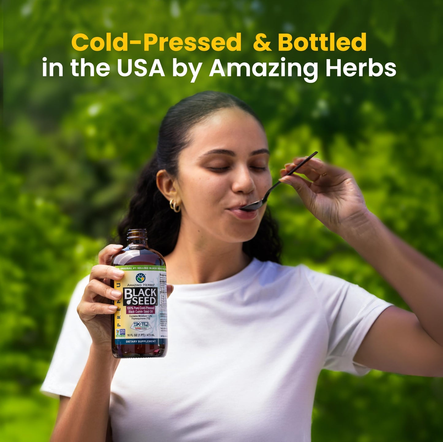 Amazing Herbs Premium Liquid Black Seed Oil - Cold Pressed with Nigella & Sativa, Aids in Digestive Health, Omegas 3 6 & 9, Immune Support, Brain Function, Non GMO, for Men and Women - 8 Fl Oz