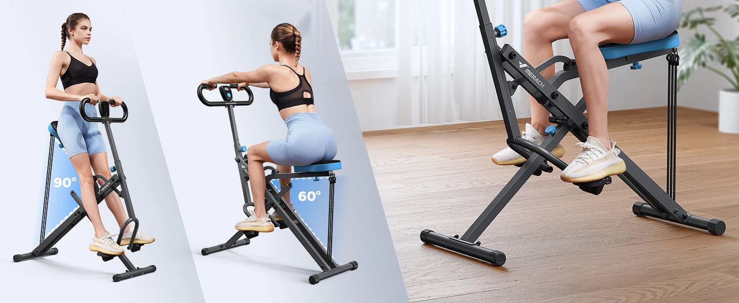 MERACH Squat Machine 2in1 Squat Rowing Machine Easy Setup Foldable Exercise Equipment Glute Trainer Machine Glutes Leg Home Fit
