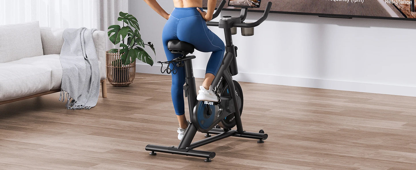 MERACH Exercise Bike Brake Pad/Magnetic Stationary Bike with Exclusive App Low Noise Indoor Cycling Bike with Fitness Courses B2
