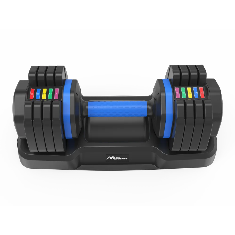 Adjustable Dumbbell - 55lb X2 Set of 2 Anti-Slip Handle Fast Adjust Weight By Turning Handle Tray Exercise Fitness Dumbbell