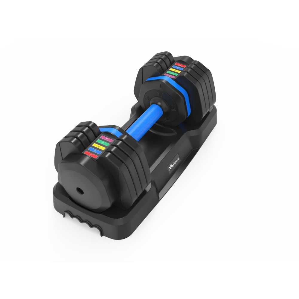 Adjustable Dumbbell - 55lb X2 Set of 2 Anti-Slip Handle Fast Adjust Weight By Turning Handle Tray Exercise Fitness Dumbbell