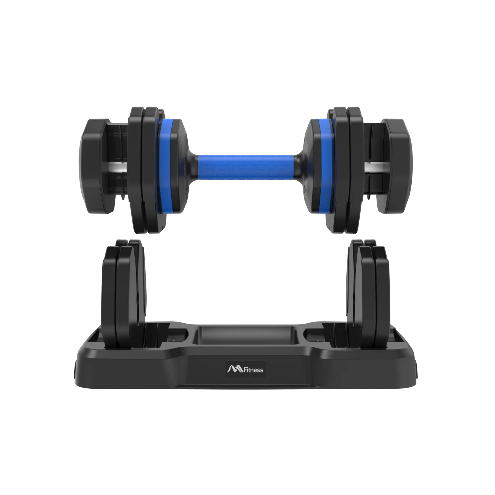 Adjustable Dumbbell - 55lb X2 Set of 2 Anti-Slip Handle Fast Adjust Weight By Turning Handle Tray Exercise Fitness Dumbbell