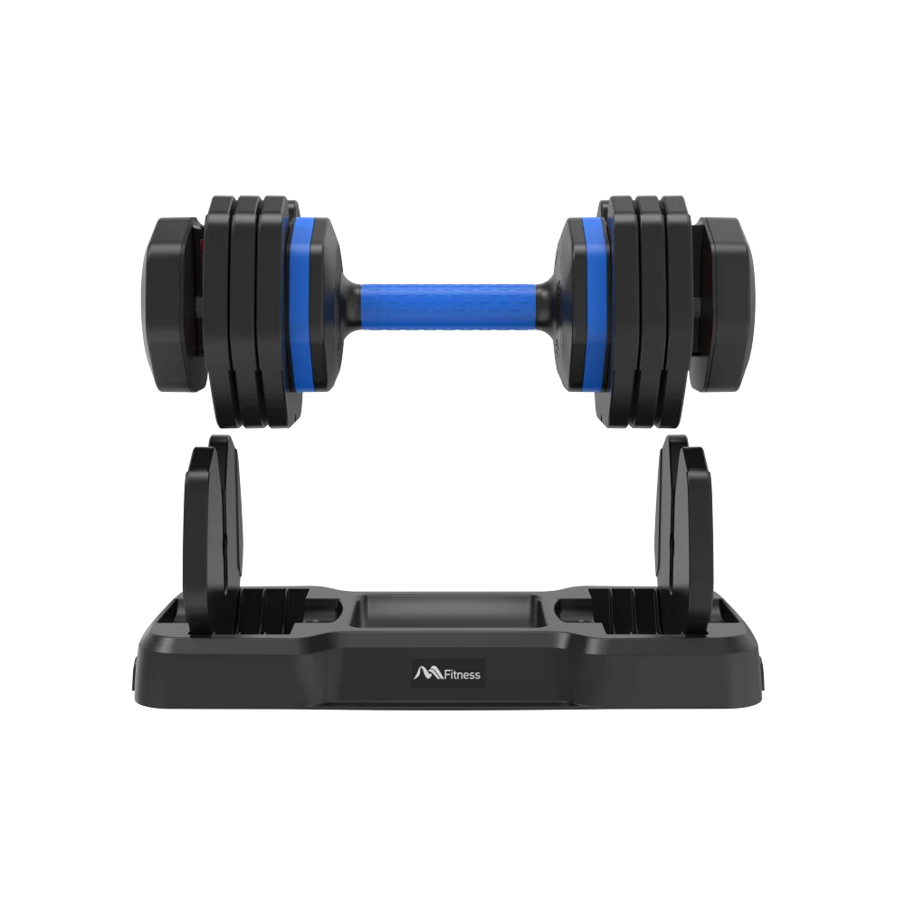 Adjustable Dumbbell - 55lb X2 Set of 2 Anti-Slip Handle Fast Adjust Weight By Turning Handle Tray Exercise Fitness Dumbbell