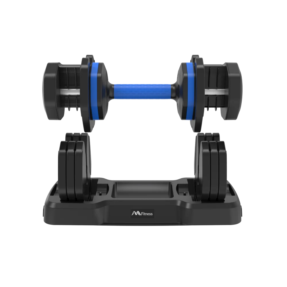 Adjustable Dumbbell - 55lb X2 Set of 2 Anti-Slip Handle Fast Adjust Weight By Turning Handle Tray Exercise Fitness Dumbbell