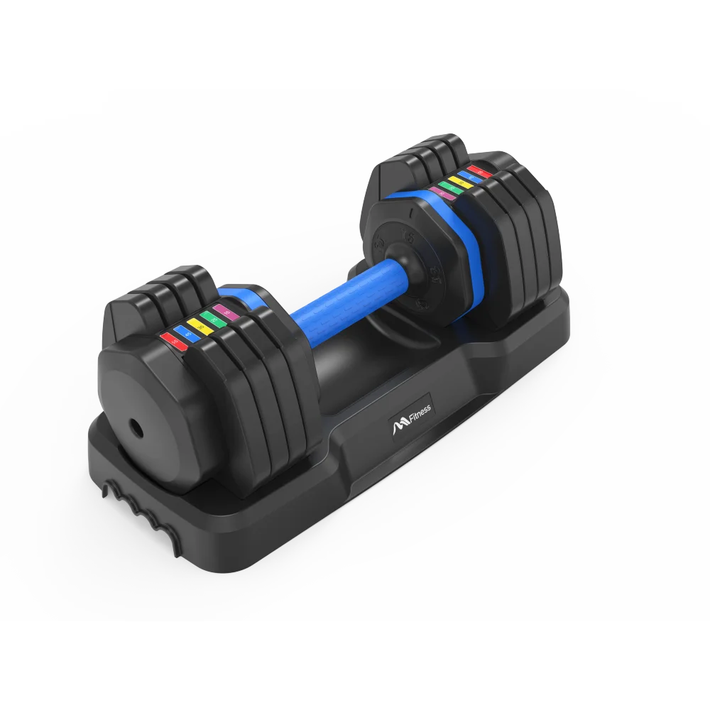 Adjustable Dumbbell - 55lb X2 Set of 2 Anti-Slip Handle Fast Adjust Weight By Turning Handle Tray Exercise Fitness Dumbbell