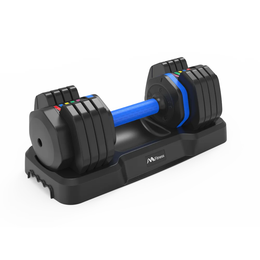 Adjustable Dumbbell - 55lb X2 Set of 2 Anti-Slip Handle Fast Adjust Weight By Turning Handle Tray Exercise Fitness Dumbbell