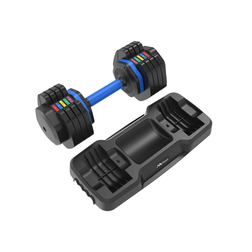 Adjustable Dumbbell - 55lb X2 Set of 2 Anti-Slip Handle Fast Adjust Weight By Turning Handle Tray Exercise Fitness Dumbbell