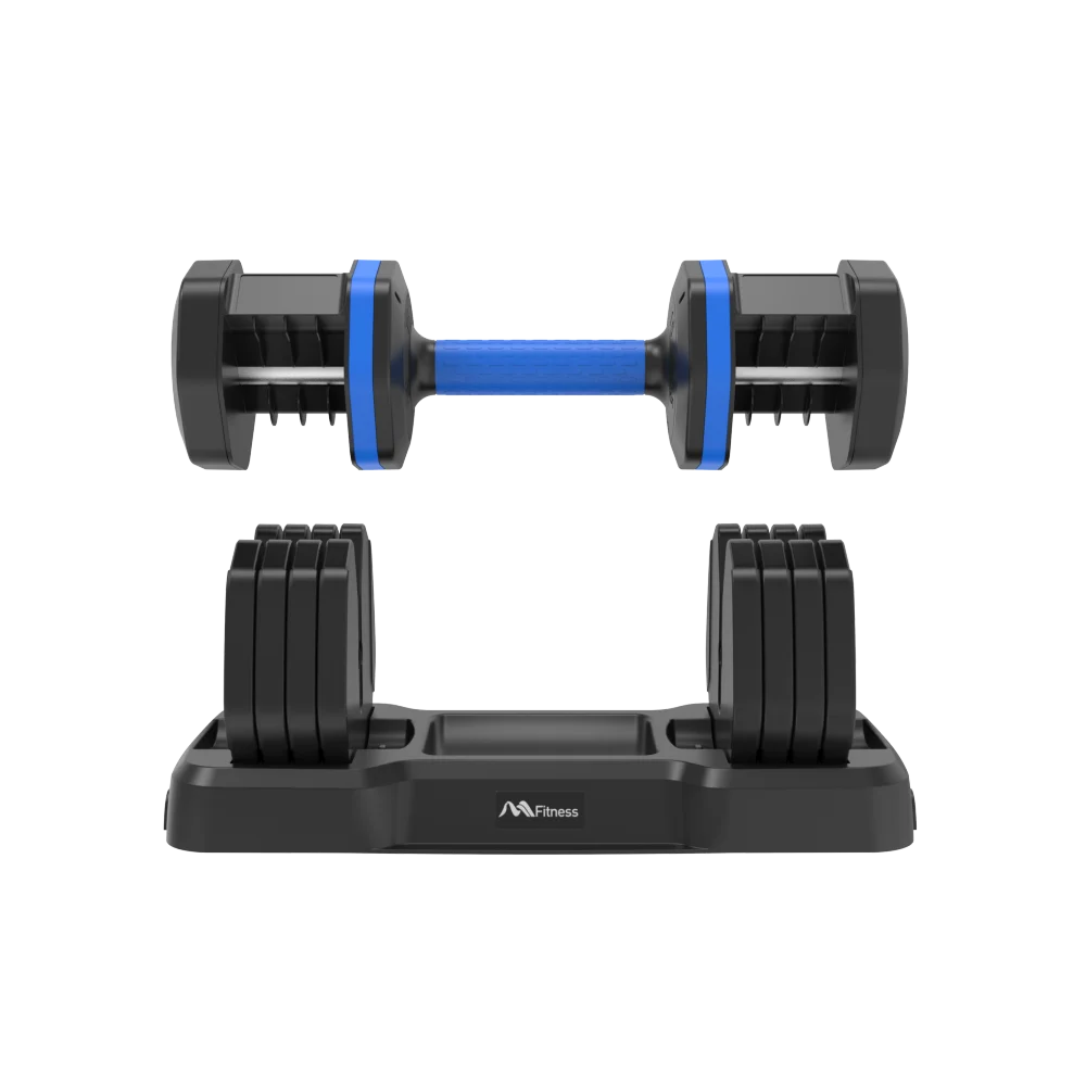 Adjustable Dumbbell - 55lb X2 Set of 2 Anti-Slip Handle Fast Adjust Weight By Turning Handle Tray Exercise Fitness Dumbbell