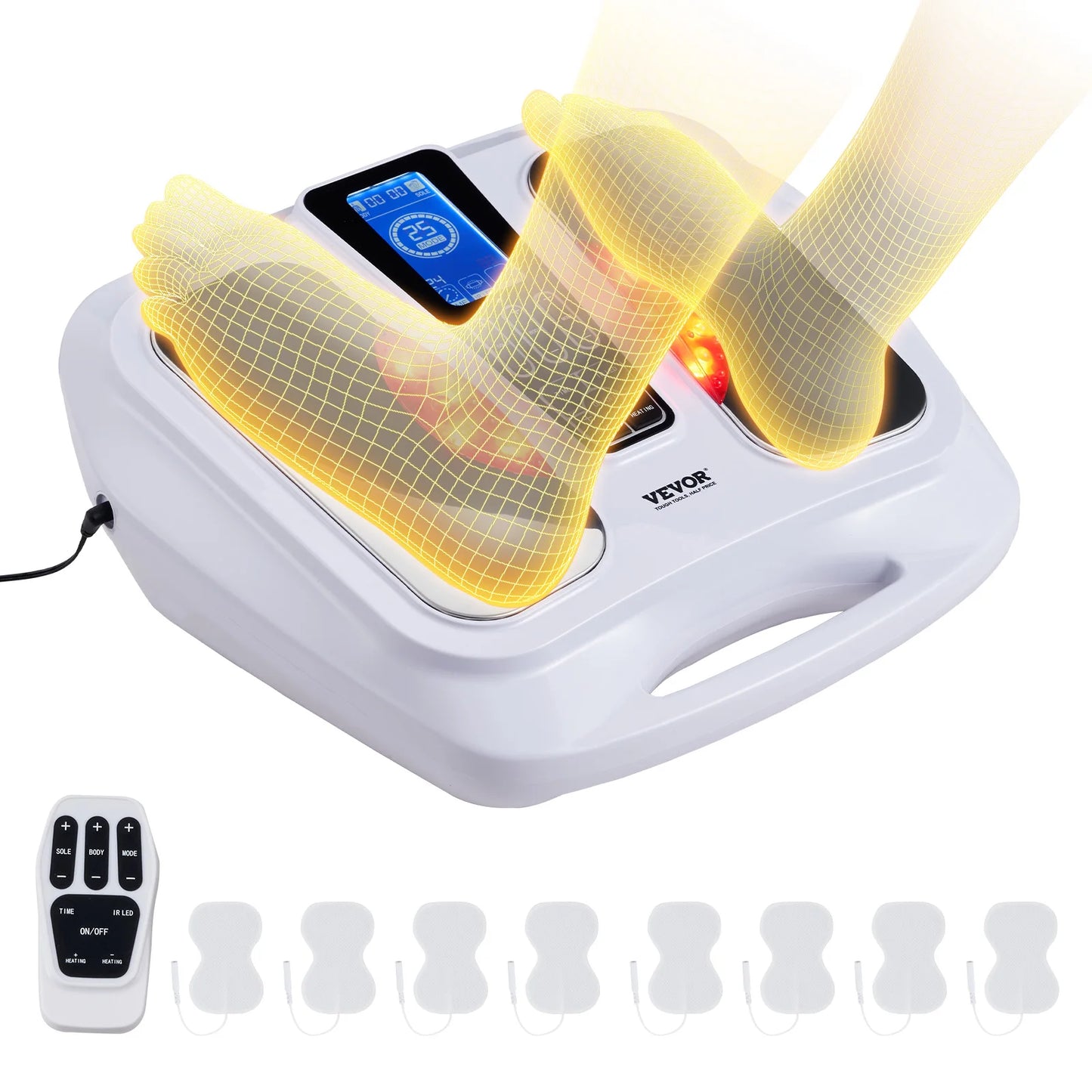 VEVOR Foot Circulation Stimulator with Heat EMS & TENS Foot Massager Electric Foot Stimulator for Pain Relief  Muscles Vibrator