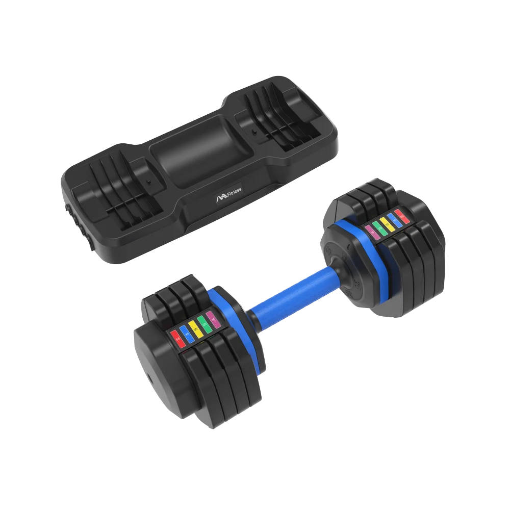 Adjustable Dumbbell - 55lb X2 Set of 2 Anti-Slip Handle Fast Adjust Weight By Turning Handle Tray Exercise Fitness Dumbbell