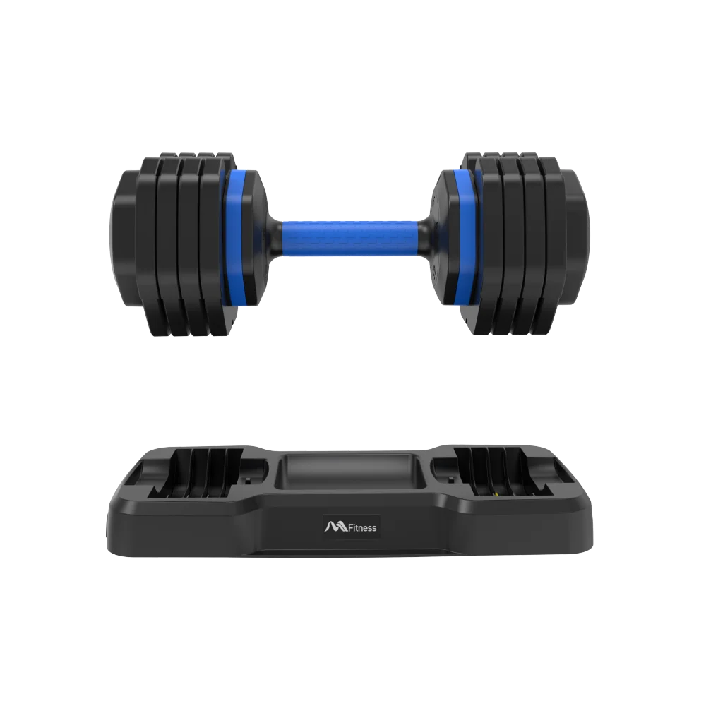 Adjustable Dumbbell - 55lb X2 Set of 2 Anti-Slip Handle Fast Adjust Weight By Turning Handle Tray Exercise Fitness Dumbbell
