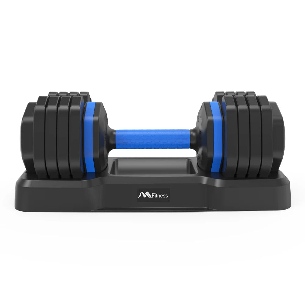 Adjustable Dumbbell - 55lb X2 Set of 2 Anti-Slip Handle Fast Adjust Weight By Turning Handle Tray Exercise Fitness Dumbbell