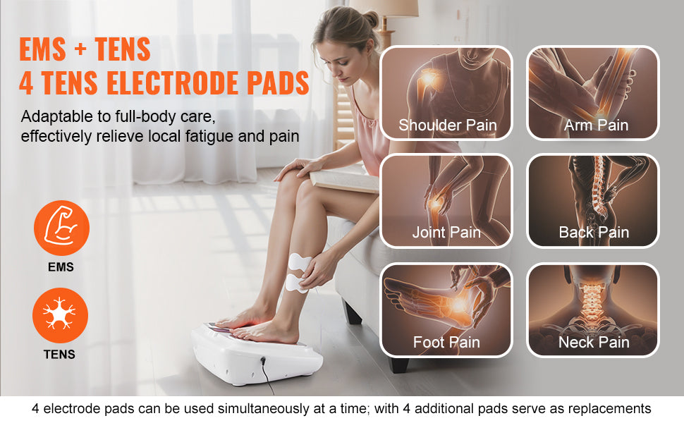 VEVOR Foot Circulation Stimulator with Heat EMS & TENS Foot Massager Electric Foot Stimulator for Pain Relief  Muscles Vibrator